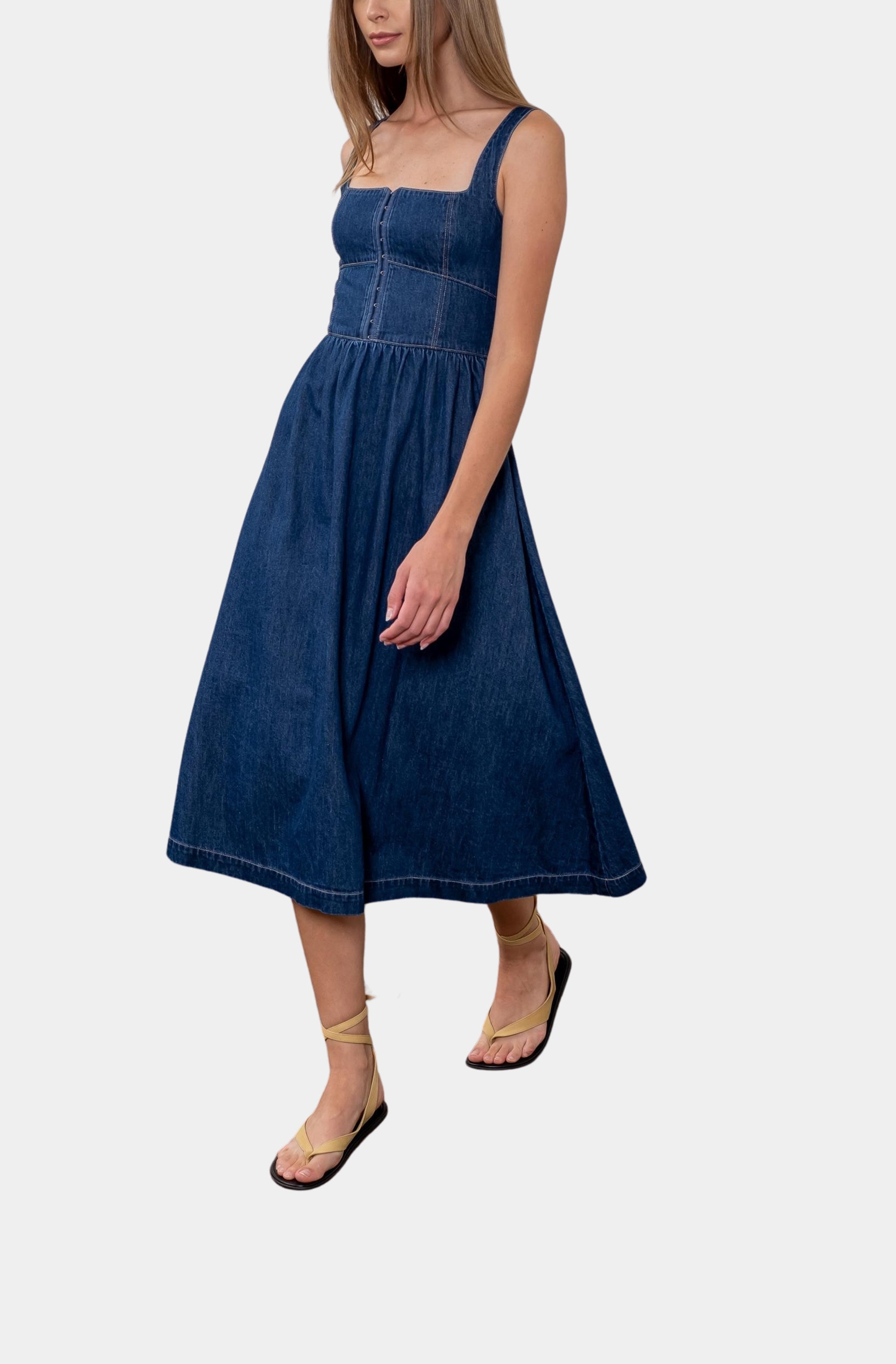 Zoey Denim Midi Dress – Hemline Oxford Zoey Denim Midi Dress – Hemline Oxford