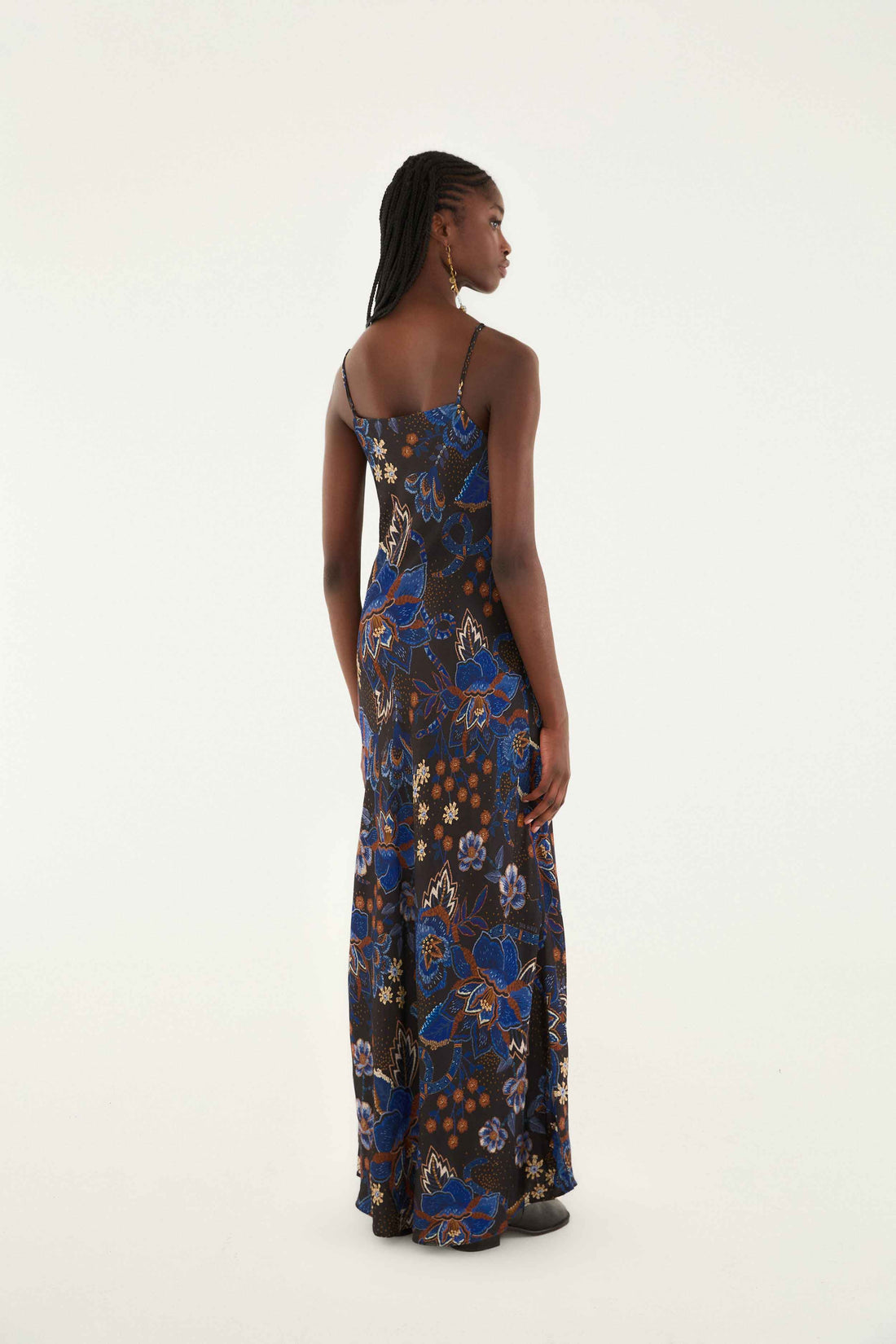Black Snakes Bouquet Slip Maxi Dress