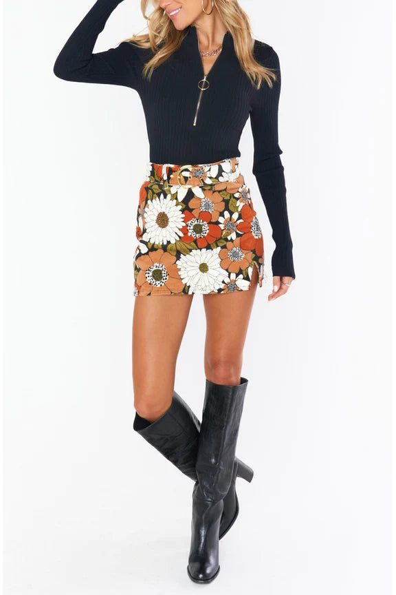 Tyra Belted Skirt- Hutton Floral