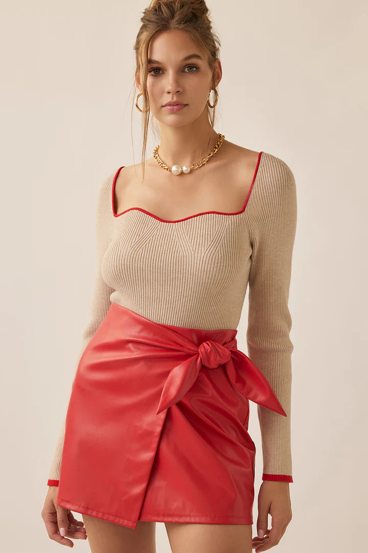 Ruby Leather Skort