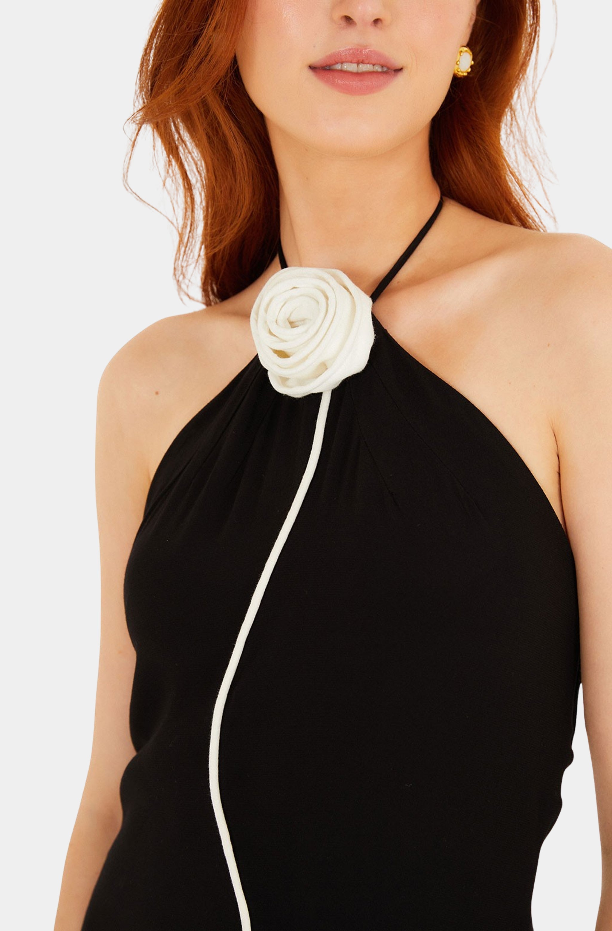 Black And White Flower Sleeveless Mini Dress