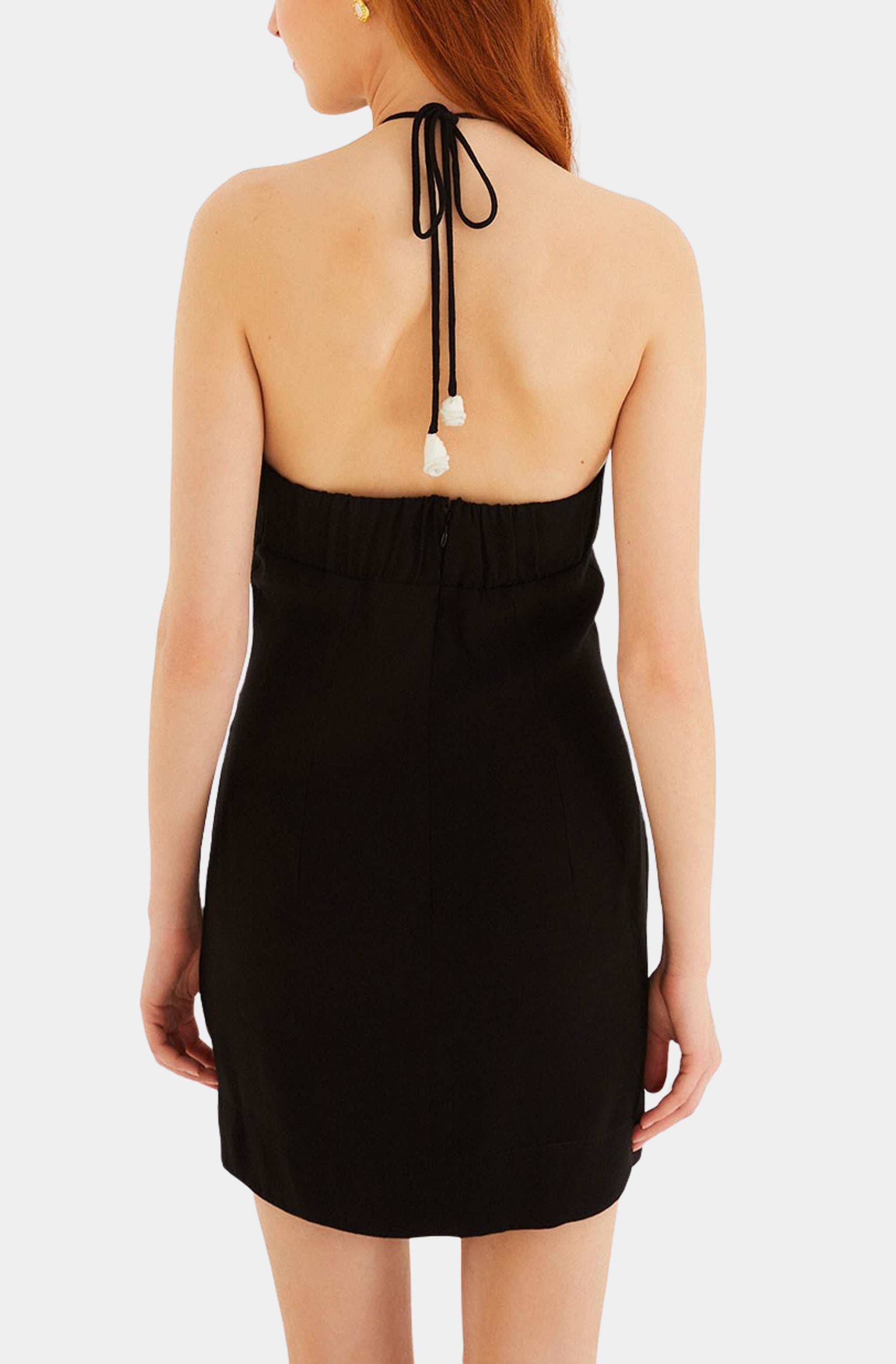 Black And White Flower Sleeveless Mini Dress