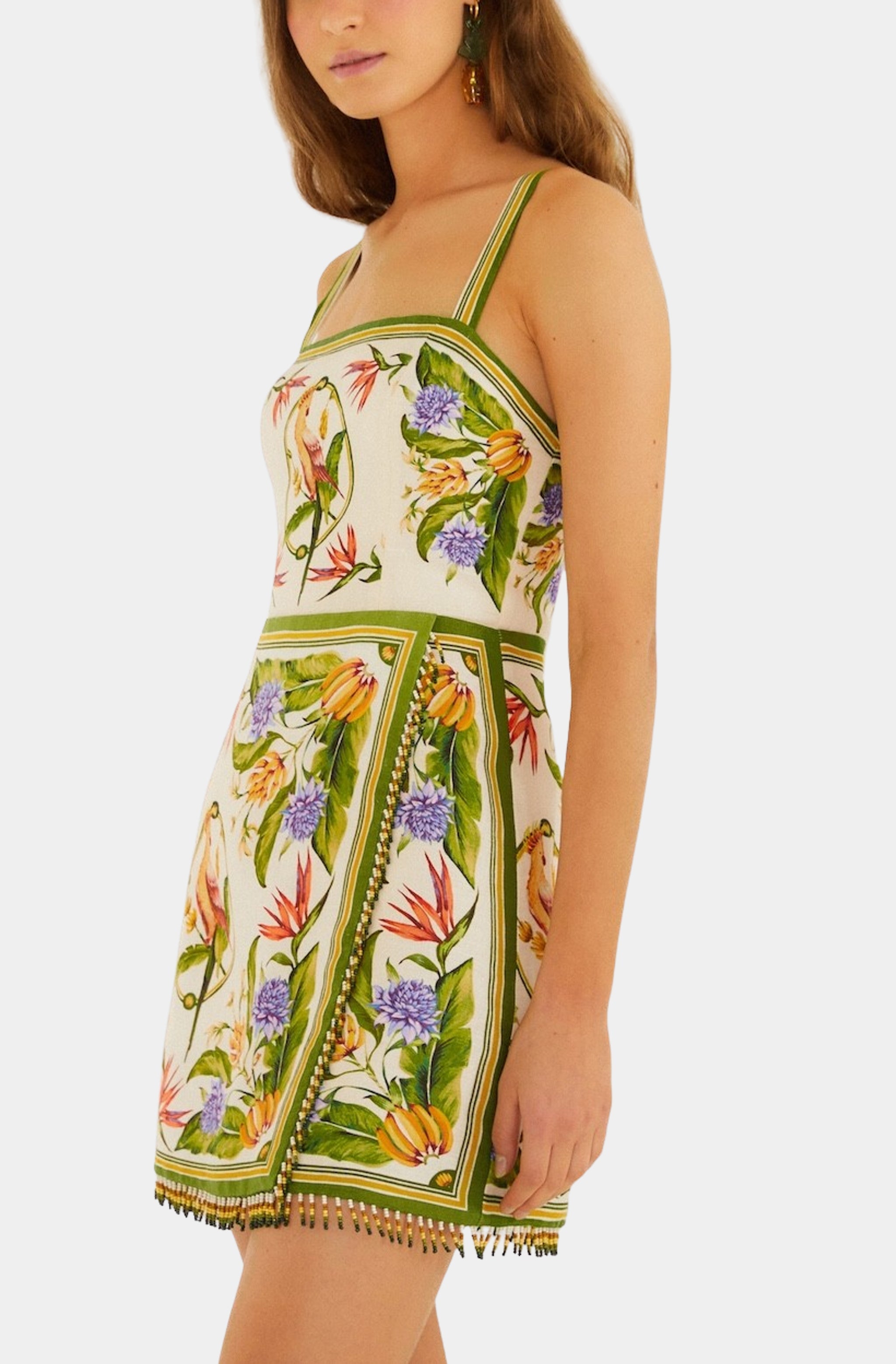 Tropical Scarf Sand Sleeveless Mini Dress