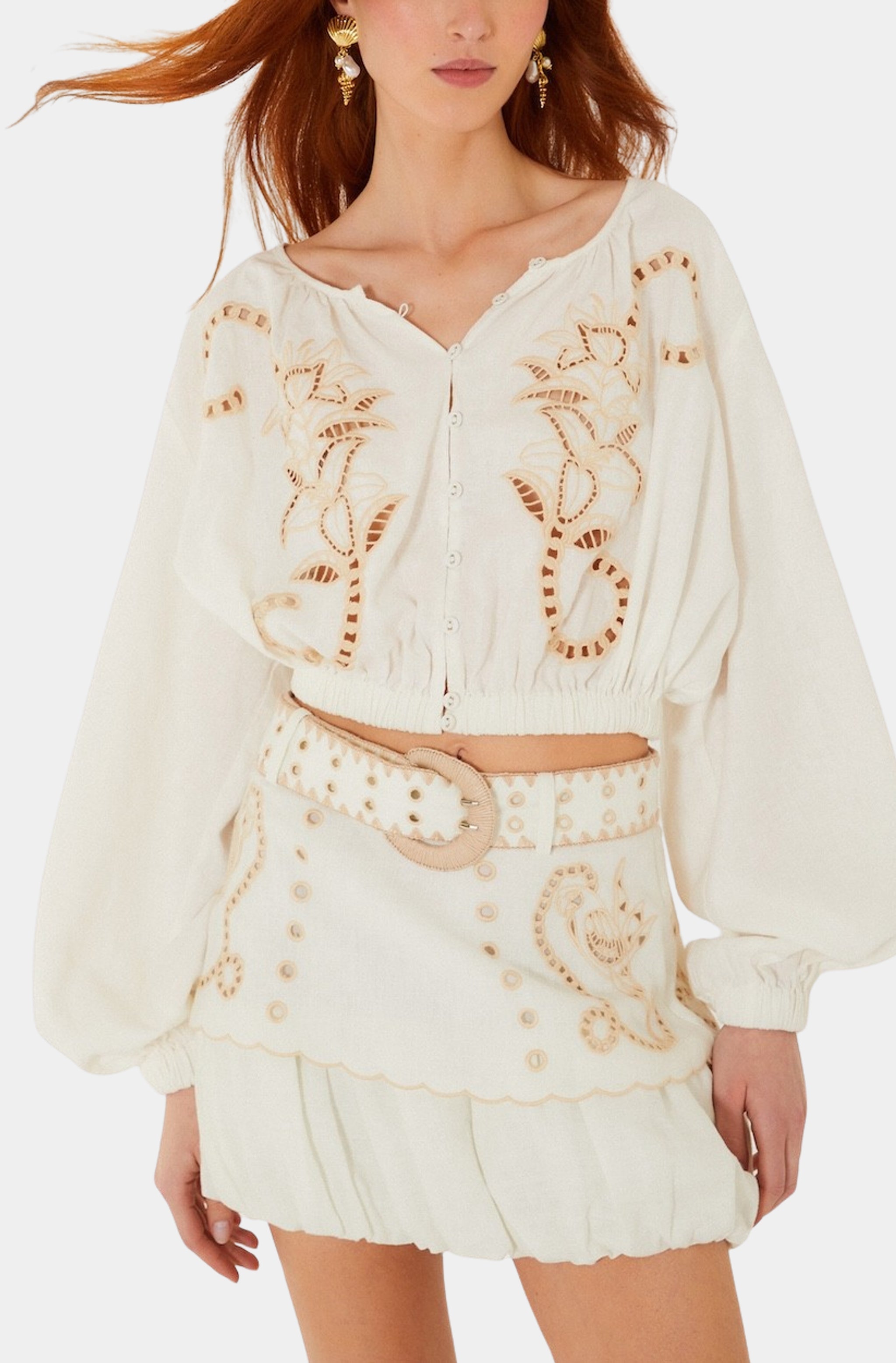 Sand Richilieu Mini SKirt