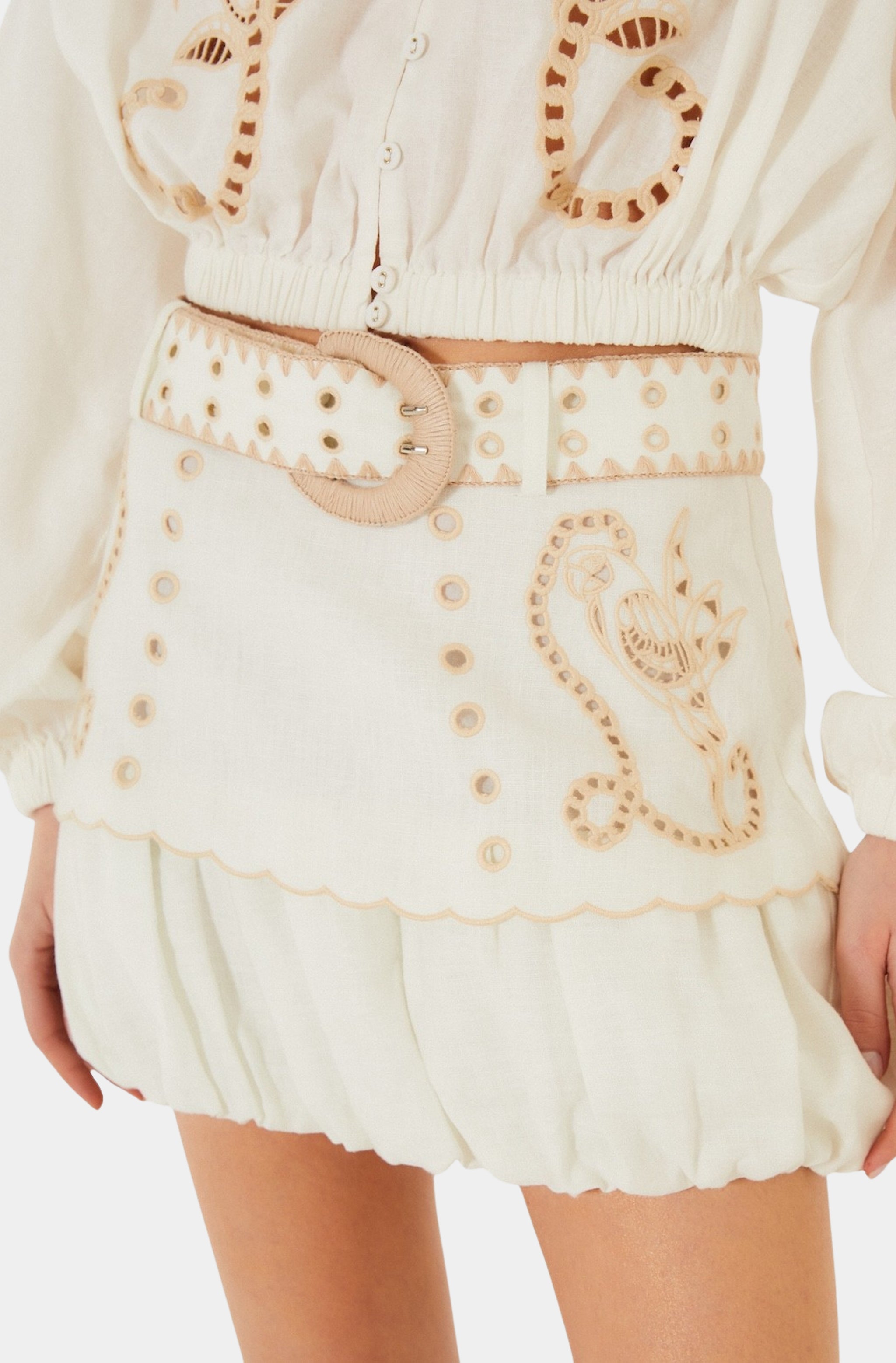 Sand Richilieu Mini SKirt