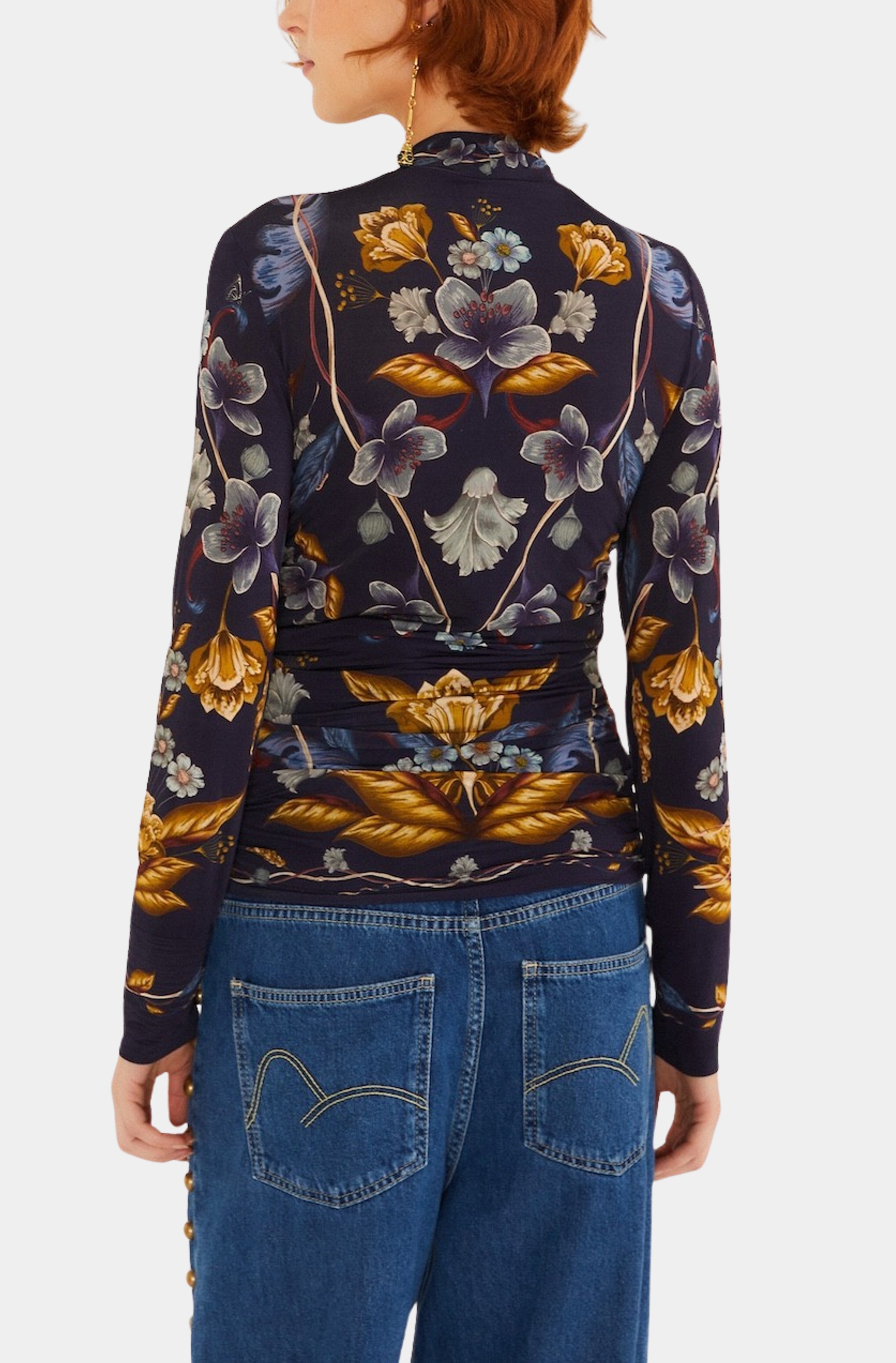 Golden Nature Navy Blue Jersey Blouse