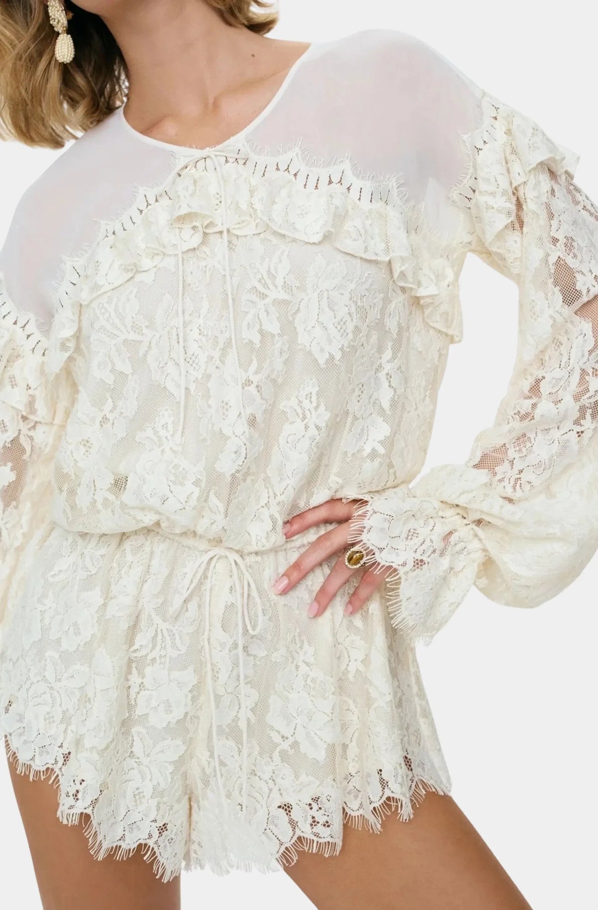 Country Rose Lace Romper