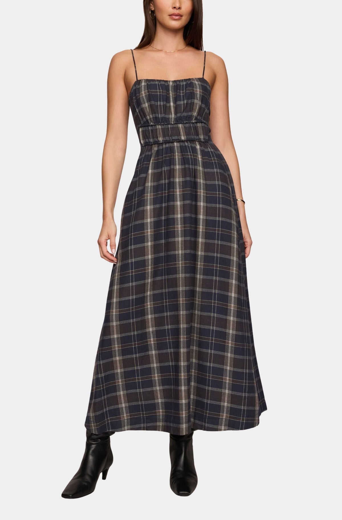Evermore Plaid Midi Dress